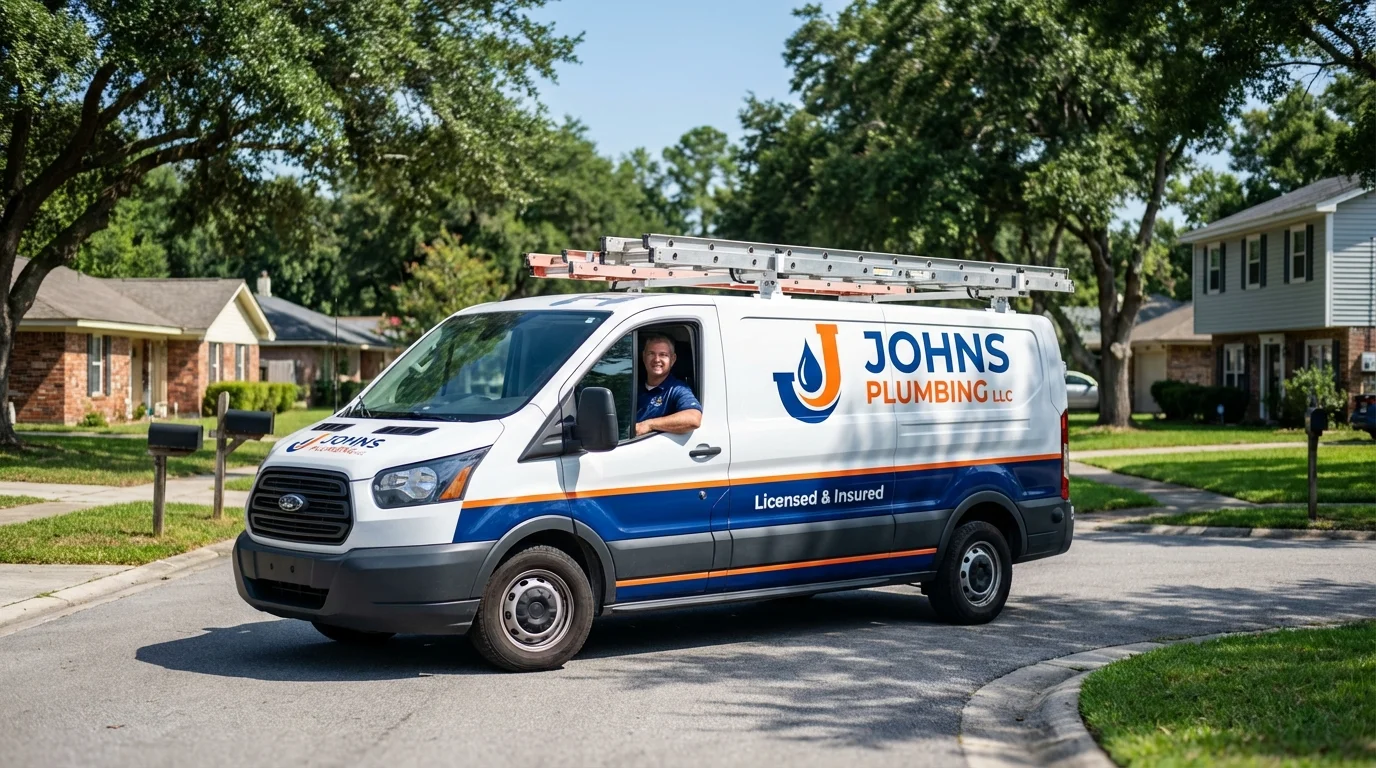 Johns Plumbing LLC service van in Whitehouse Station, NJ