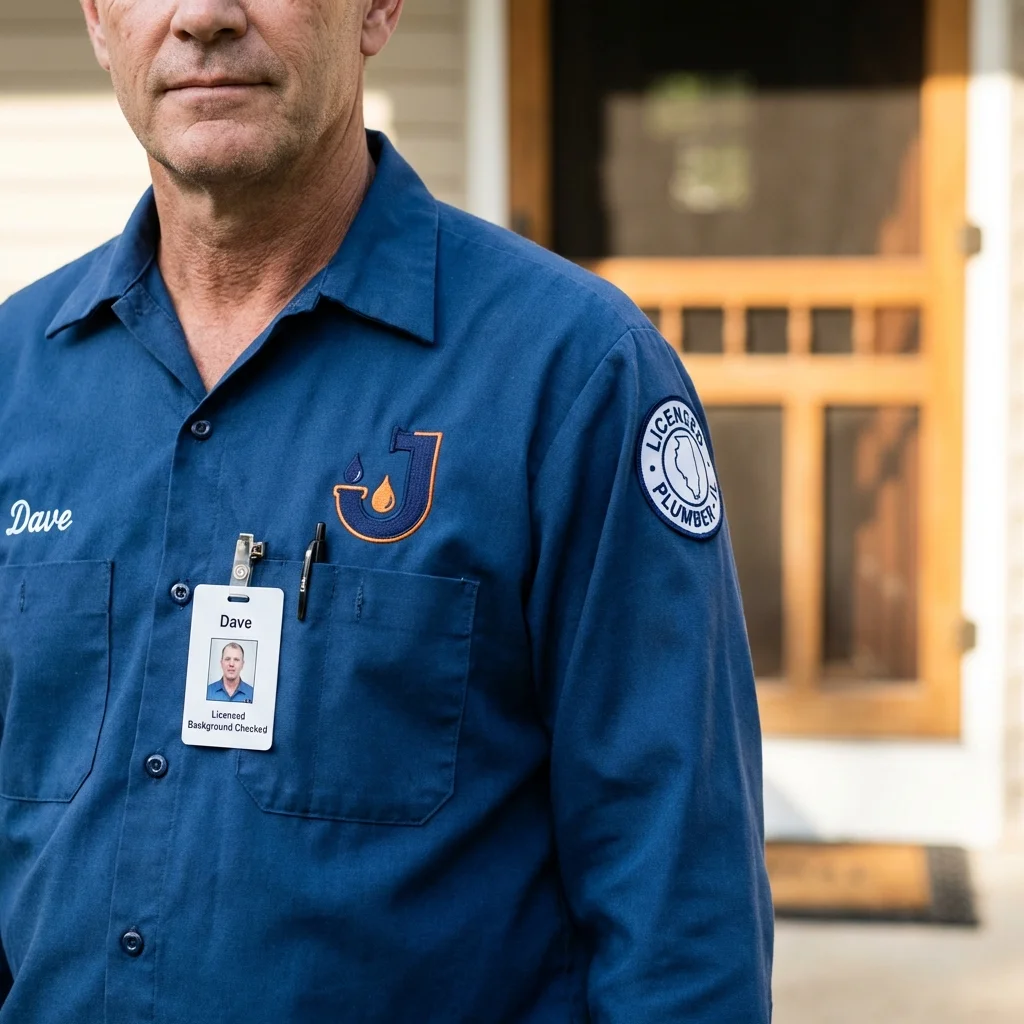 Licensed plumber showing ID badge in Whitehouse Station, NJ