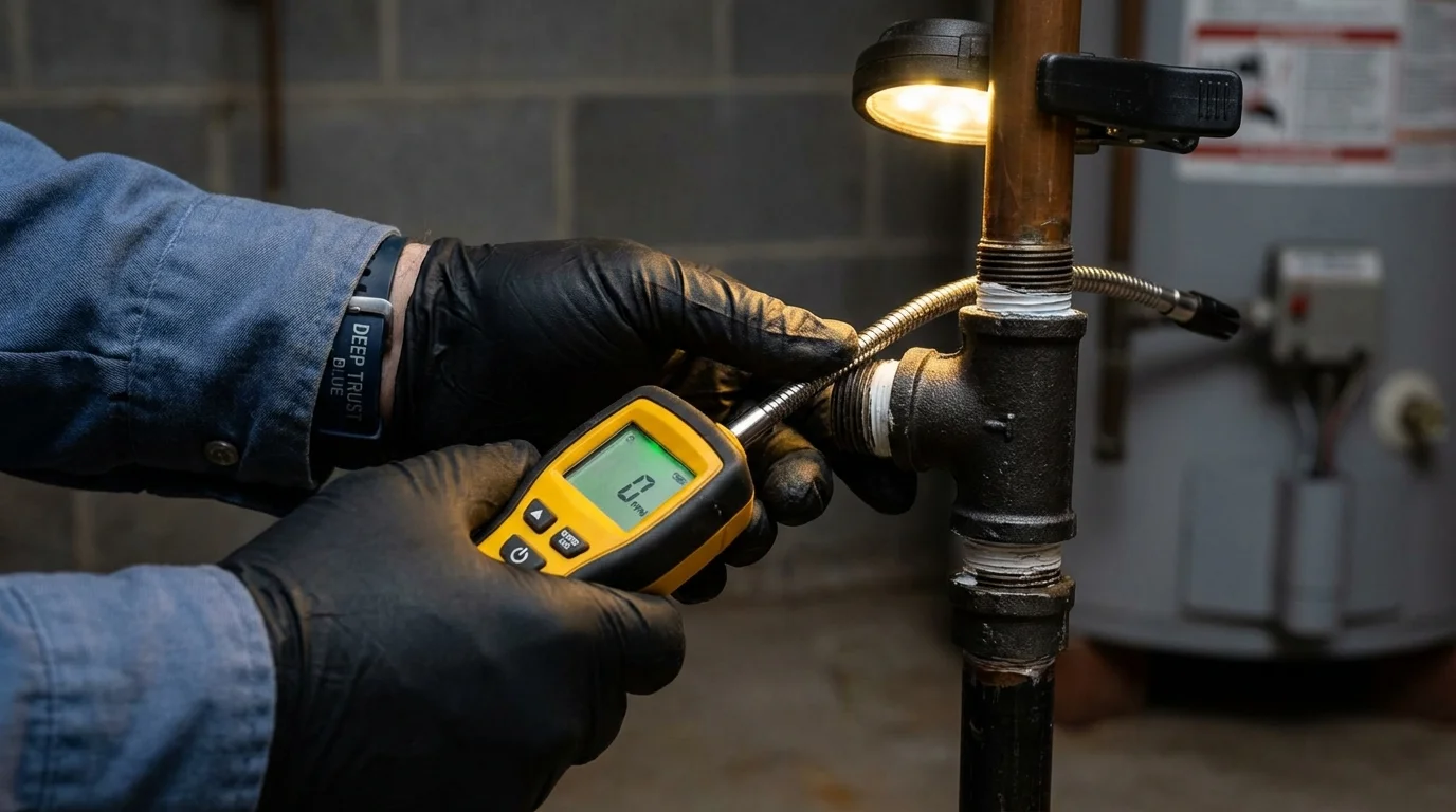 Gas leak detection with electronic sniffer by Johns Plumbing LLC in Whitehouse Station